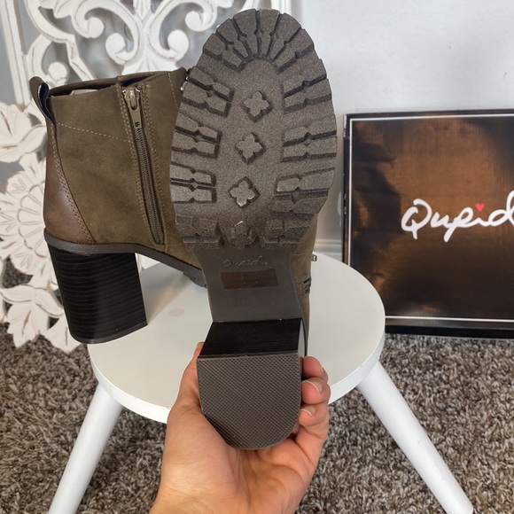 LACE-UP HIKER BOOTIE with 3.5 inch heel - KHAKI OIL COLOR BRAND BRW IN BOX! - Picture 6 of 14